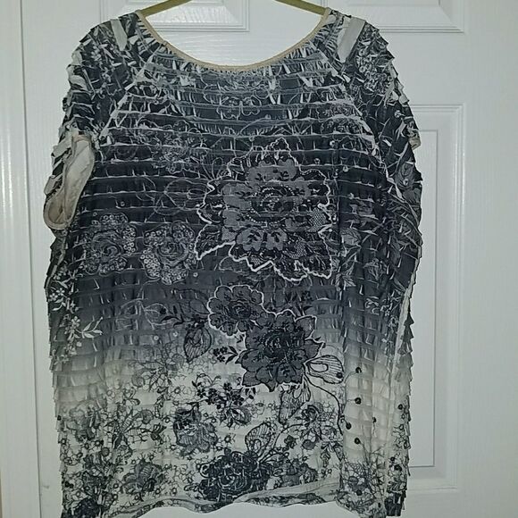 Moa Moa black white top Sz 1X - Picture 5 of 5